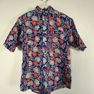 Ariat Men Floral Hawaiian Shirt XS Blue Tropical Short Sleeve Button Down Cotton